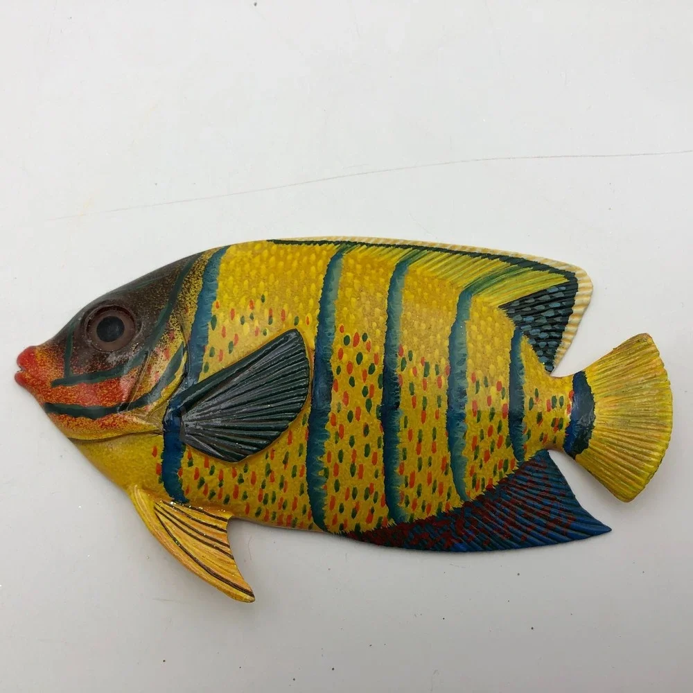 Vintage Don Edmond Studio Cocoa Damsel Tropical Fish Wall Hanging Sculpture